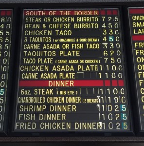 "South of the Boarder" Menu